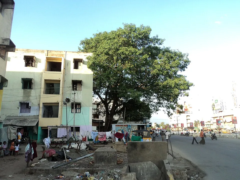 Apartment housing block beside a road near the old bus stand in Salem