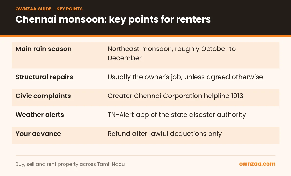 Key facts for Chennai renters preparing for the northeast monsoon