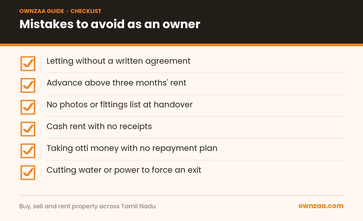 Checklist of mistakes Madurai owners should avoid when letting