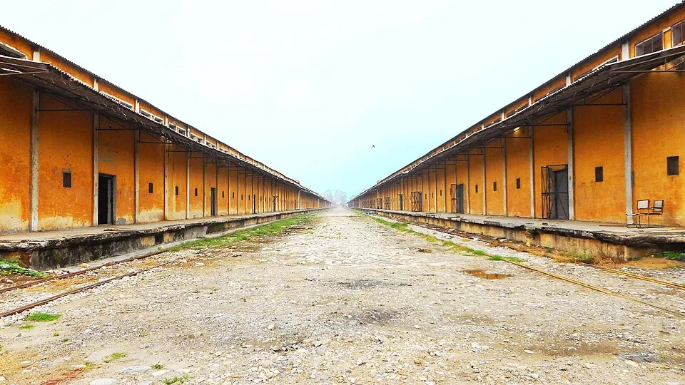 Rows of warehouse godowns at a storage depot, the kind of godown space rented in Tirupur